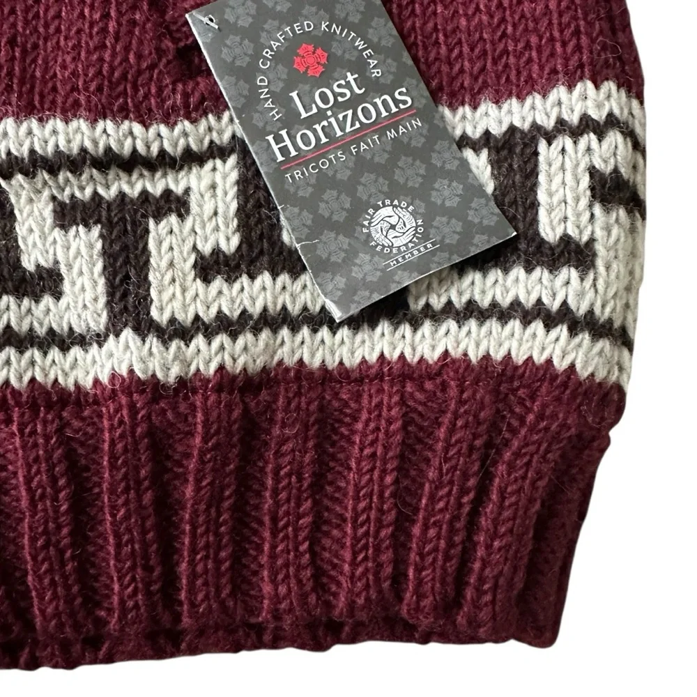 NWT Lost Horizons Men’s Phoenix Sweater Cardigan Hand Knit Wool Size L/XL